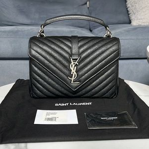 SAINT LAURENT CHEVRON MEDIUM COLLEGE BAG